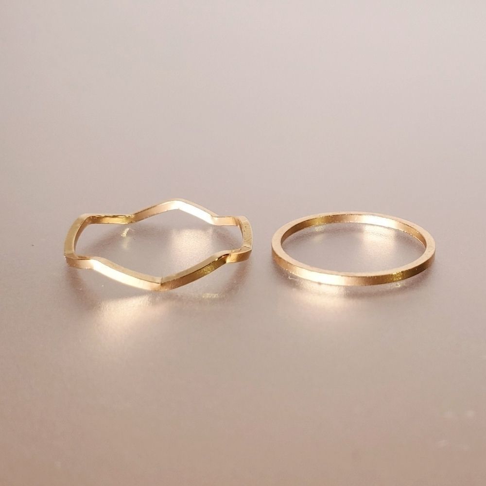 Chevron and Midi Stacking Ring Set
